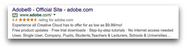 Вот пример рекламы для Adobe: