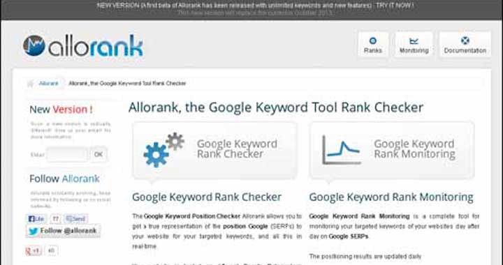 AlloRank Google Проверка рейтинга ключевых слов Google