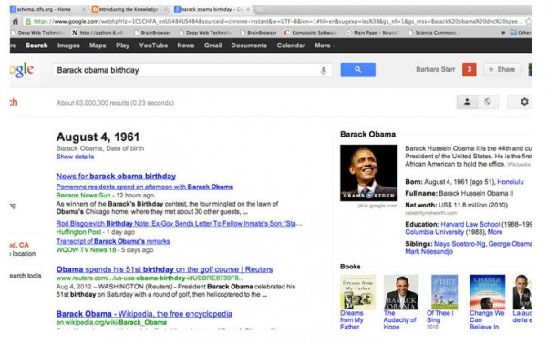 Например, посмотрите на прямой ответ на запрос [день рождения Барака Обамы] в Google