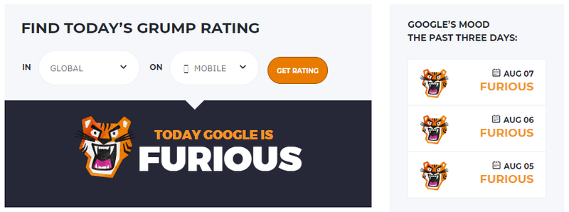 Google Grump Rating от AccuRanker основан на уникальном алгоритме, построенном для расчета среднего числа изменений рейтинга в топ-100 результатов по ключевому слову